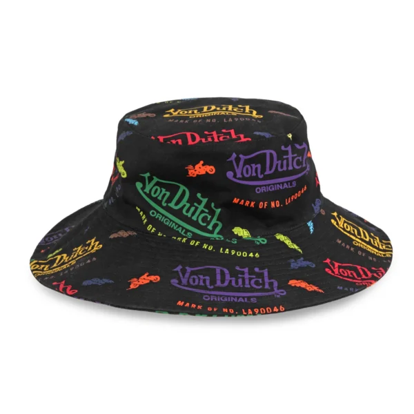 Von Dutch Black All Over Print Bucket Hat